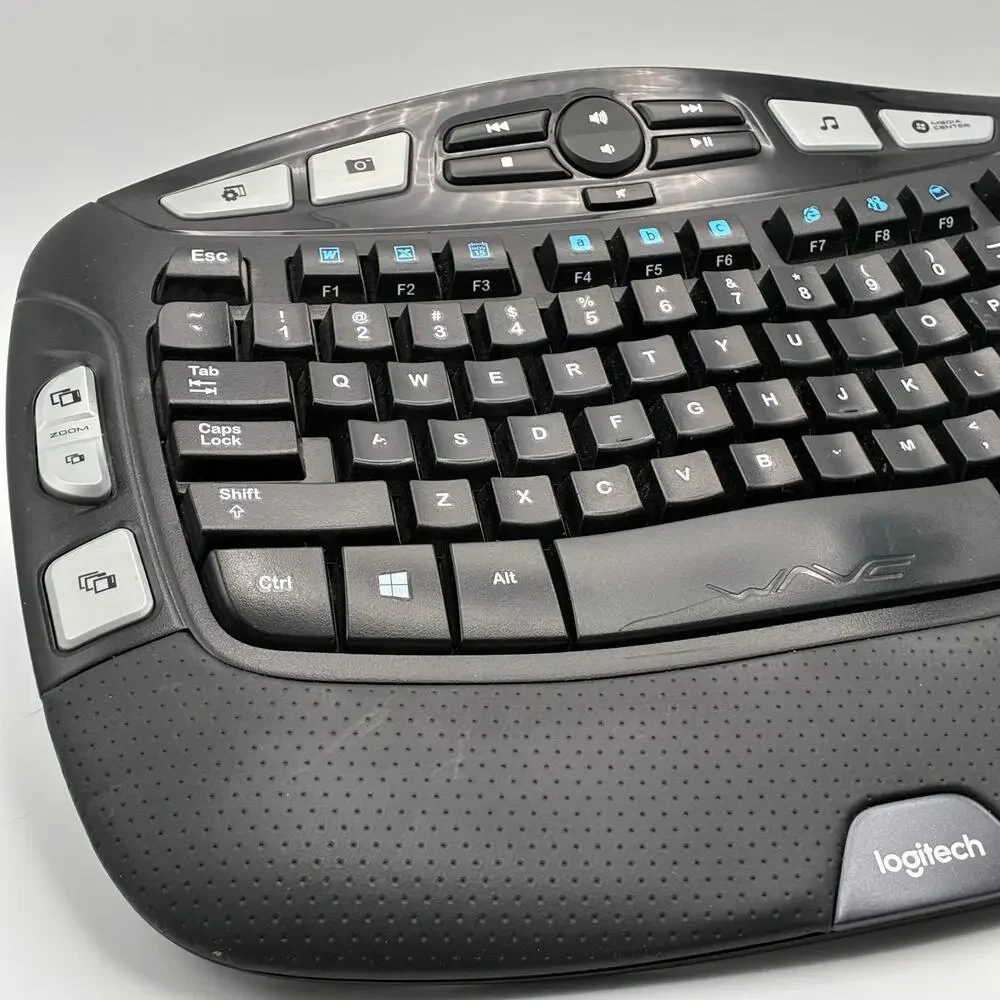 Logitech Wireless Wave K350 Ergonomic Keyboard - No USB Dongle - TESTED